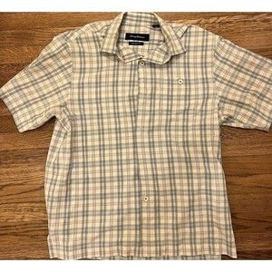 Tommy Bahama Shirt Top Front Button Designer Shirt, Men Small , Plaid